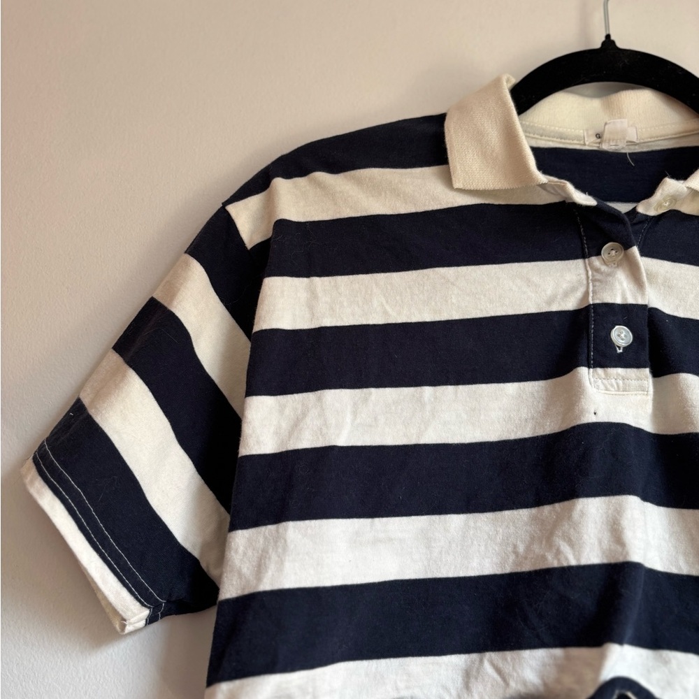 Garage Polo with Navy and Cream Stripes
